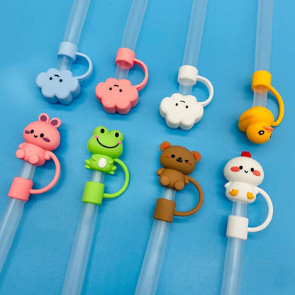 8 PCS Animal Straw Cover, Cloud Straw Topper for 30&40 Oz Tumbler, Silicone Straw Covers Cap Cute Straw Caps in Various Shapes, Reusable Straw Tip Covers for 0.4 Inch/10 Mm Straws