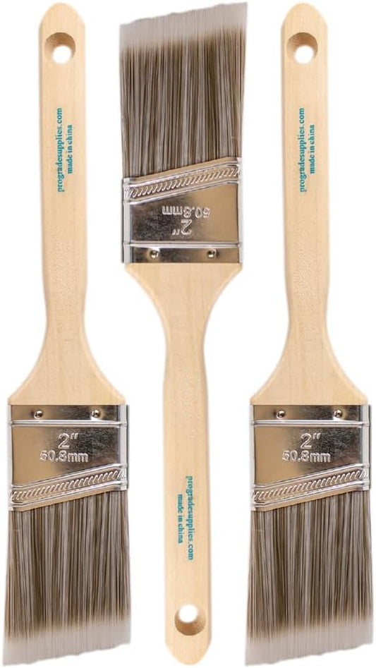 Paint Brush Set - 3-Pack - 2" Angle Brushes for All Latex and Oil Paints & Stains - Home Improvement - Interior & Exterior Use