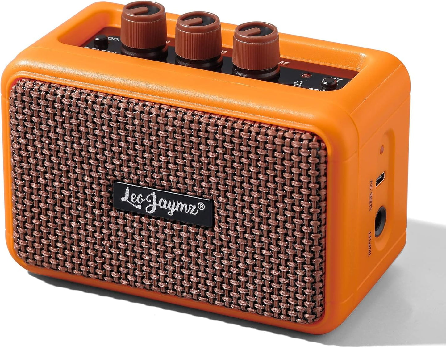 Mini Guitar Amplifier - 5W Dual Speaker BT Wireless Guitar Amp， Rechargeable Battery, Clean/Overdrive Modes, Headphone Jack,Ideal for Practice & Performance (Orange)