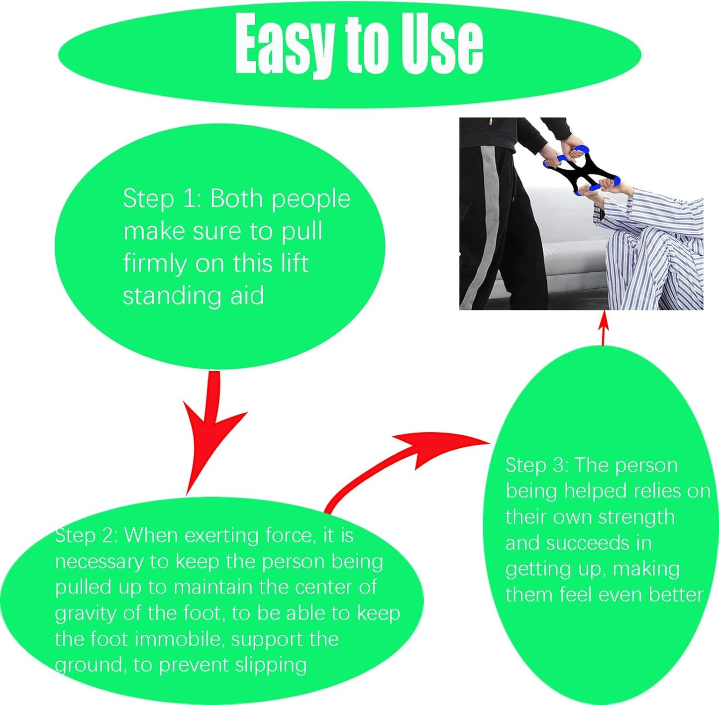 Portable Lift Aid for Seniors, Lightweight Lift Assist for Elderly with Non-Slip Handle, Lift Standing Aid for Elderly, Paramedic, Disabled, Bariatric, Therapist, Nurse, Black