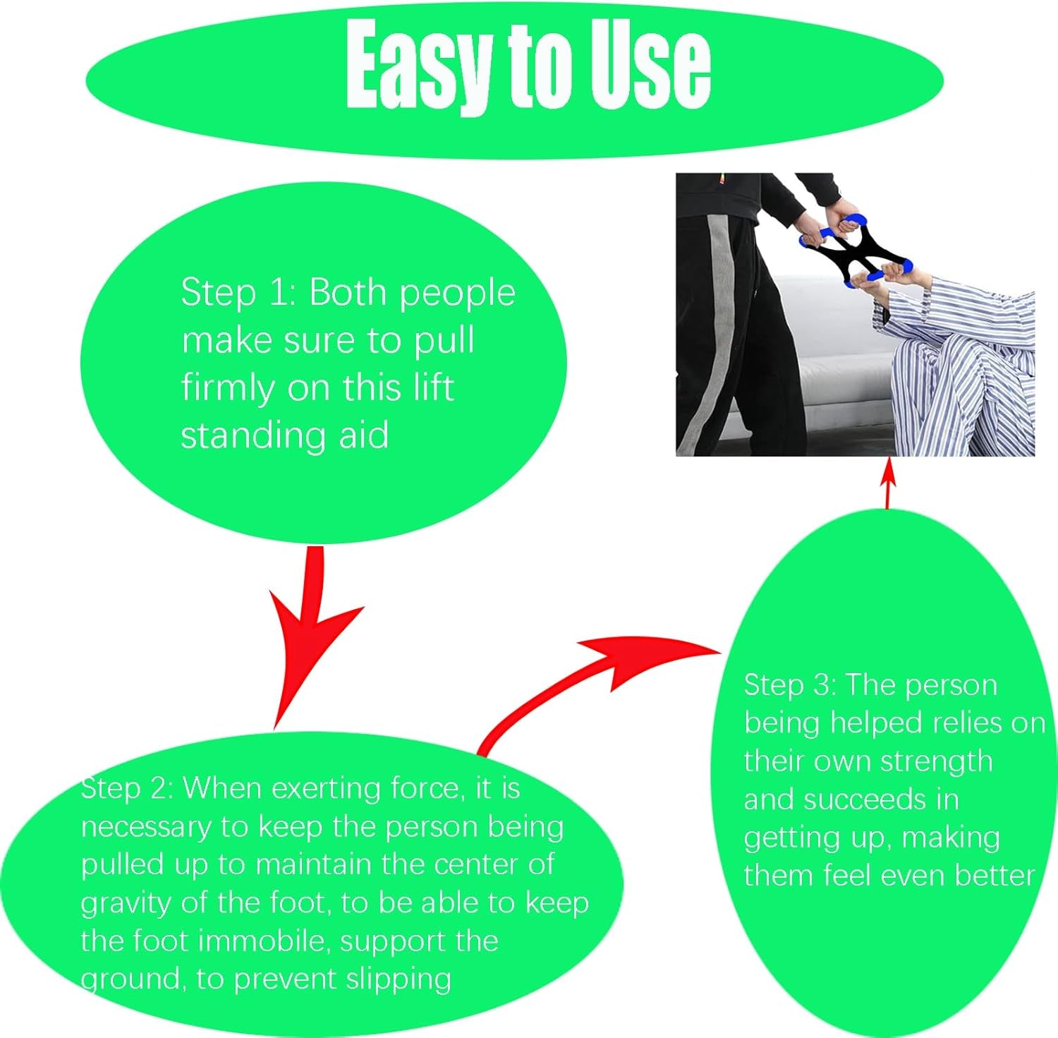 Portable Lift Aid for Seniors, Lightweight Lift Assist for Elderly with Non-Slip Handle, Lift Standing Aid for Elderly, Paramedic, Disabled, Bariatric, Therapist, Nurse, Black