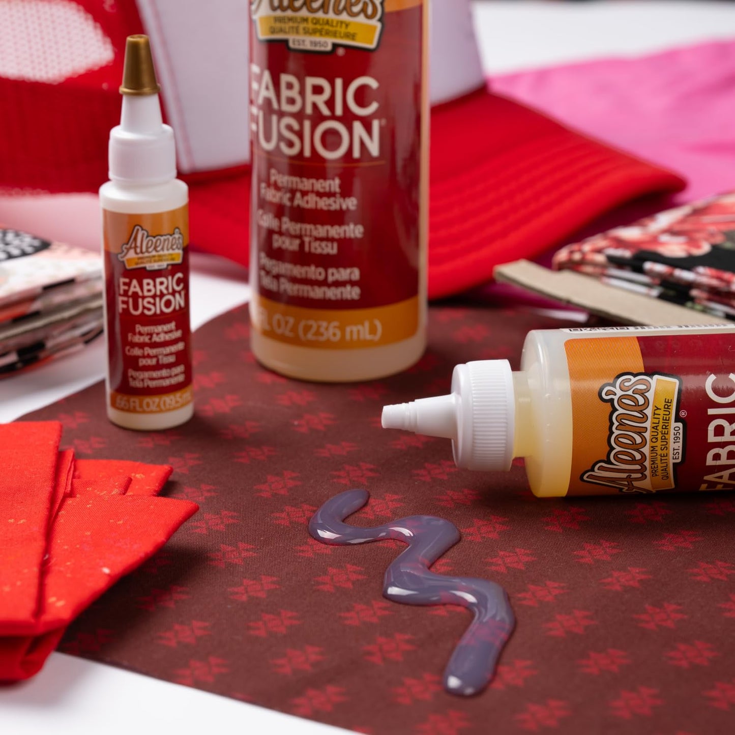 Fabric Fusion Glue .66 Oz, Nontoxic, Permanent and Washable Adhesive, Dries Flexible, Strong Bond on Fabrics, Clothing, Denim, Polyester, Cotton, Flannel Materials