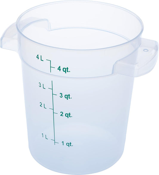 Storplus round Food Storage Container with Stackable Design for Catering, Buffets, Restaurants, Polypropylene (Pp), 4 Quart, Clear