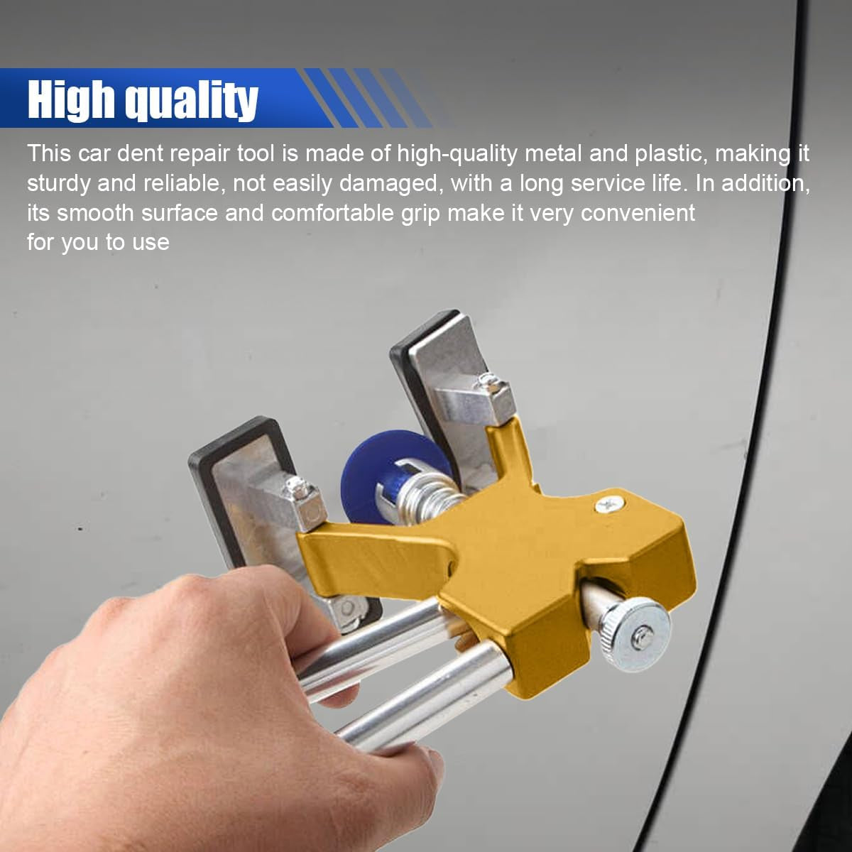Paintless Car Dent Puller Kit, Auto Body Dent Repair Tool Kit with 18 Tabs, 5 Sticker and Scraper, Golden Lifter Dent Remover for Vehicle Hail Damage Repair & Other Metal Surface