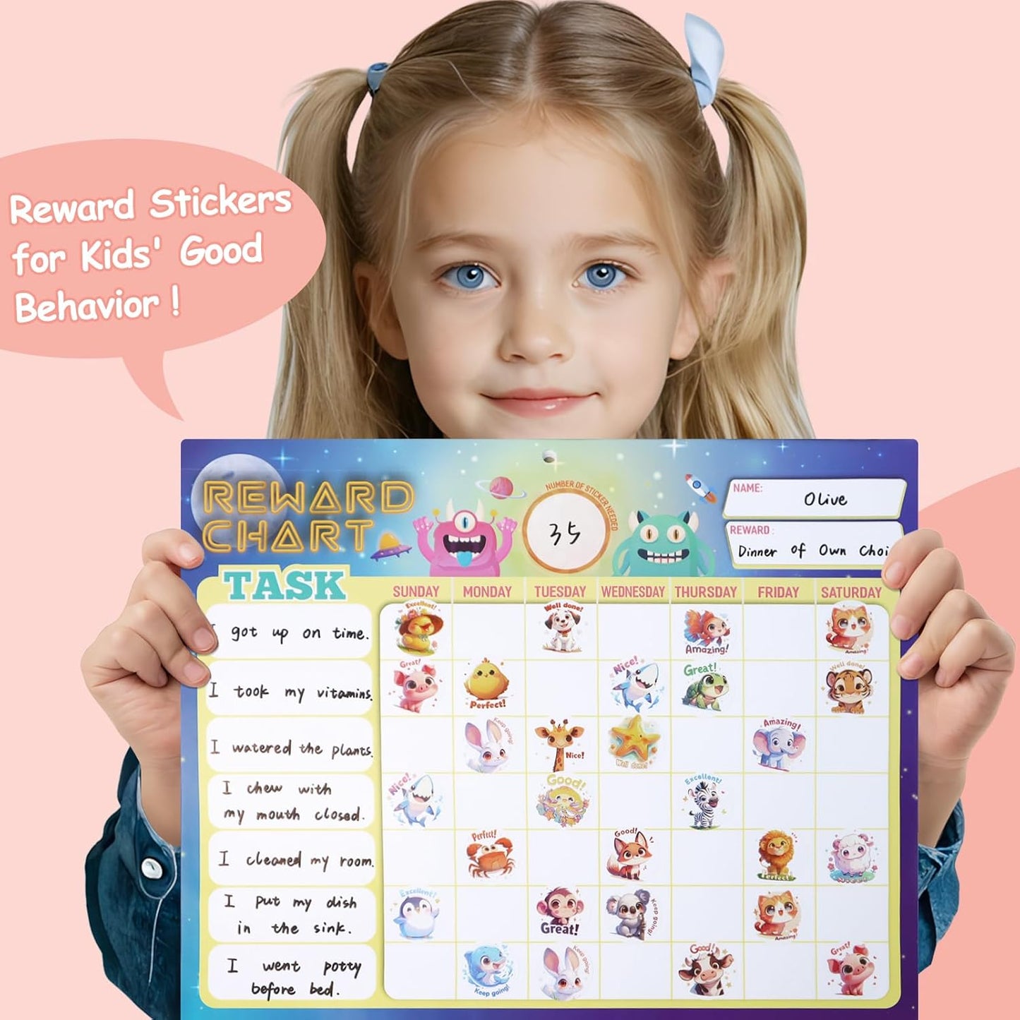 3 Rolls Animal Stickers for Kids, 1500 PCS Kids Stickers Bulk for Toddlers 2-4, 24 Designs Farm/Ocean/Wild Cute Sticker with Motivational Words for Kid Reward, School Supplies (1.0 Inch)