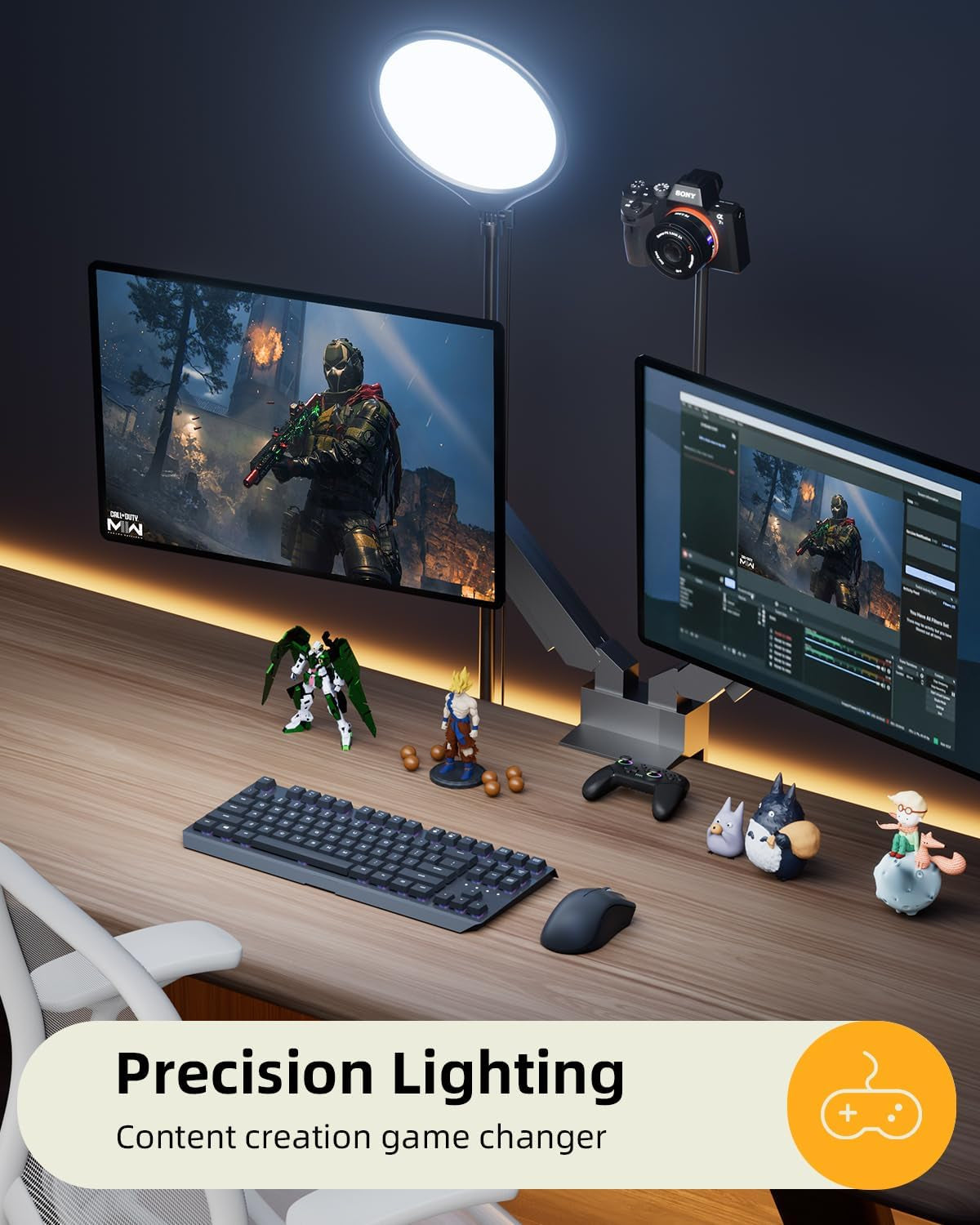10.5" Ring Light with Stand and Phone Holder - 69" Tripod for Iphone with Light, Professional Led Ringlight for Video Recording/Make Up/Streaming, Full Screen Light Ring for Youtube, Tiktok (Black)