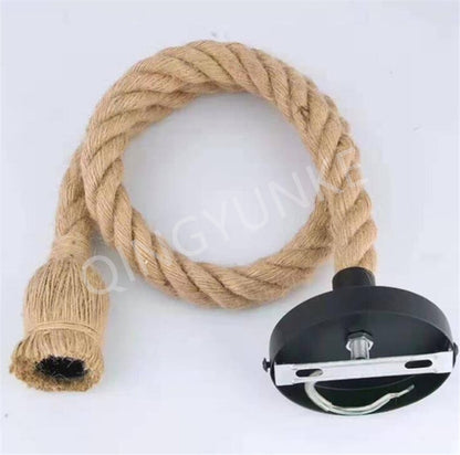 Hemp Rope Led Vintage Rattan Hanging Light