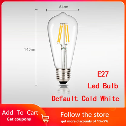Hemp Rope Led Vintage Rattan Hanging Light