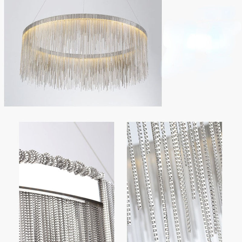 Aluminum Tassel Chandelier Waterfall Dimming LED Lighting