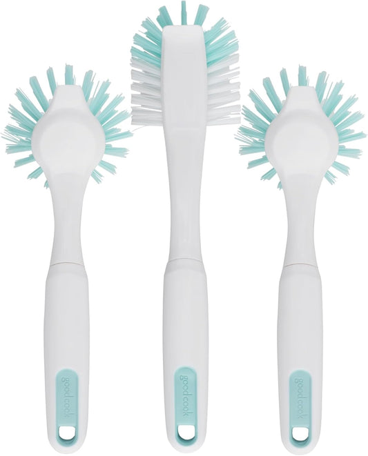 3-Piece Bpa-Free Kitchen Dish Brush Set, Teal, Set of Three All-Purpose Cleaning Brushes Remove Baked-On Grease and Residue with Durable Bristles., Sea Green, 72117