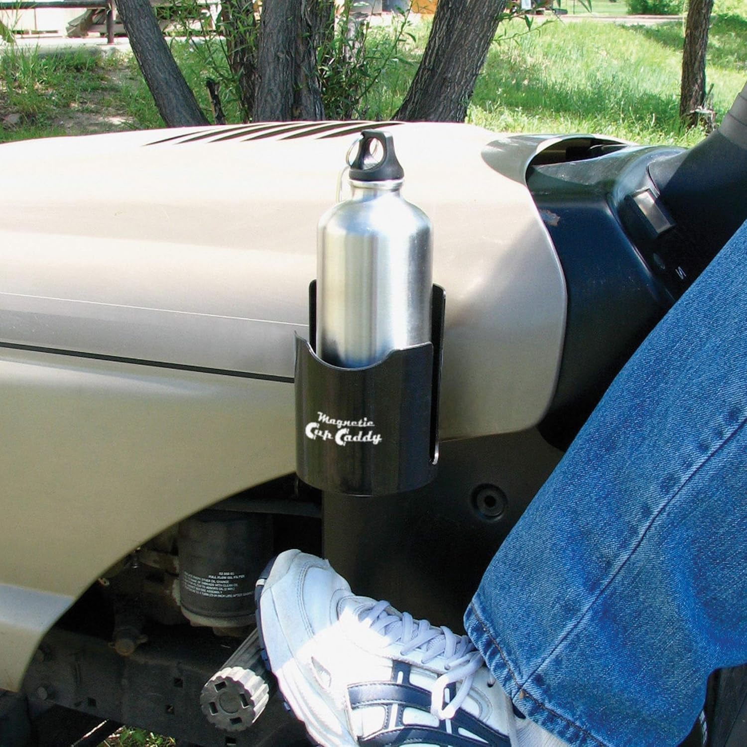 Magnetic Cup Holder - Caddy for Bottles, Glasses, and Cans - Fits on Fridge, Lawnmower, Forklift, Cart, or Ladder - Heavy-Duty Magnet