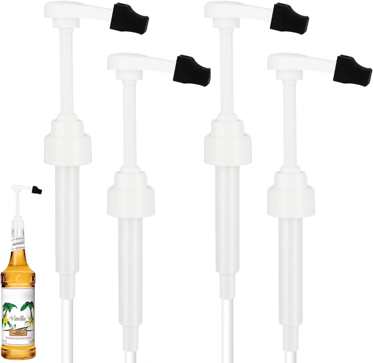 Syrup Pump for Monin 750Ml Glass Bottle, White Coffee Syrup Pump with Tip Cover Included (4)