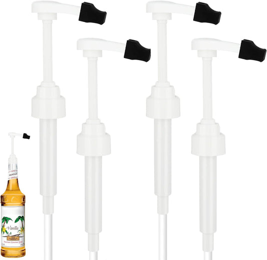 Syrup Pump for Monin 750Ml Glass Bottle, White Coffee Syrup Pump with Tip Cover Included (4)