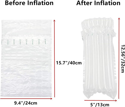 Wine Bottle Protector Bag for Travel, 50 Packs Inflatable Packaging Bubble Wrap for Wine Fruit Glass Bottle, Inflatable Air Column Cushion Bags with Free Pump in Airplane Cushioning