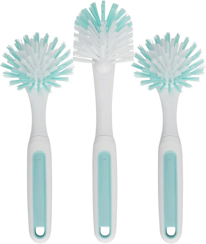 3-Piece Bpa-Free Kitchen Dish Brush Set, Teal, Set of Three All-Purpose Cleaning Brushes Remove Baked-On Grease and Residue with Durable Bristles., Sea Green, 72117