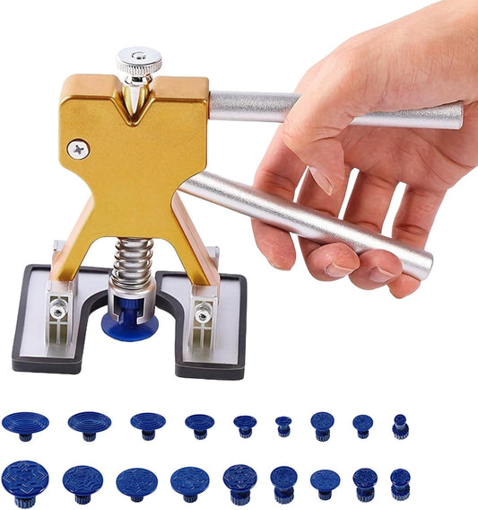 Auto Body Repair Kit Car Dent Puller with 18Pcs Pull Tabs, Universal T Bar Paintless Dent Remover Tool Lifter for Auto Hail Damage Repair & Other Metal Surface