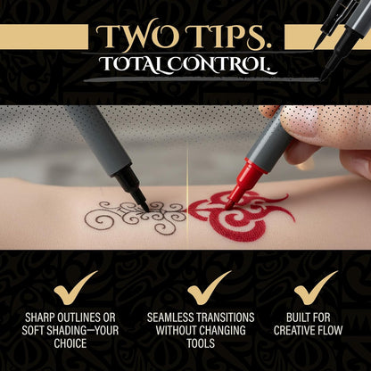 Tattoo Pen Kit for Skin – 10 Temporary Tattoo Markers with Dual Tips & 20 Stencils, Body-Safe Ink for Face, Hands & Arms – Fun Body Art Pens for Kids, Teens, Parties, Festivals & Costume Design