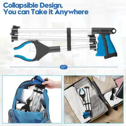 43 Inch Grabber Reacher Tool, Grabbers for Seniors Heavy Duty, Trash Picker Upper Grabber, Collapsible and Easy to Store, Wide Jaw, Grips Items Easily and Securely