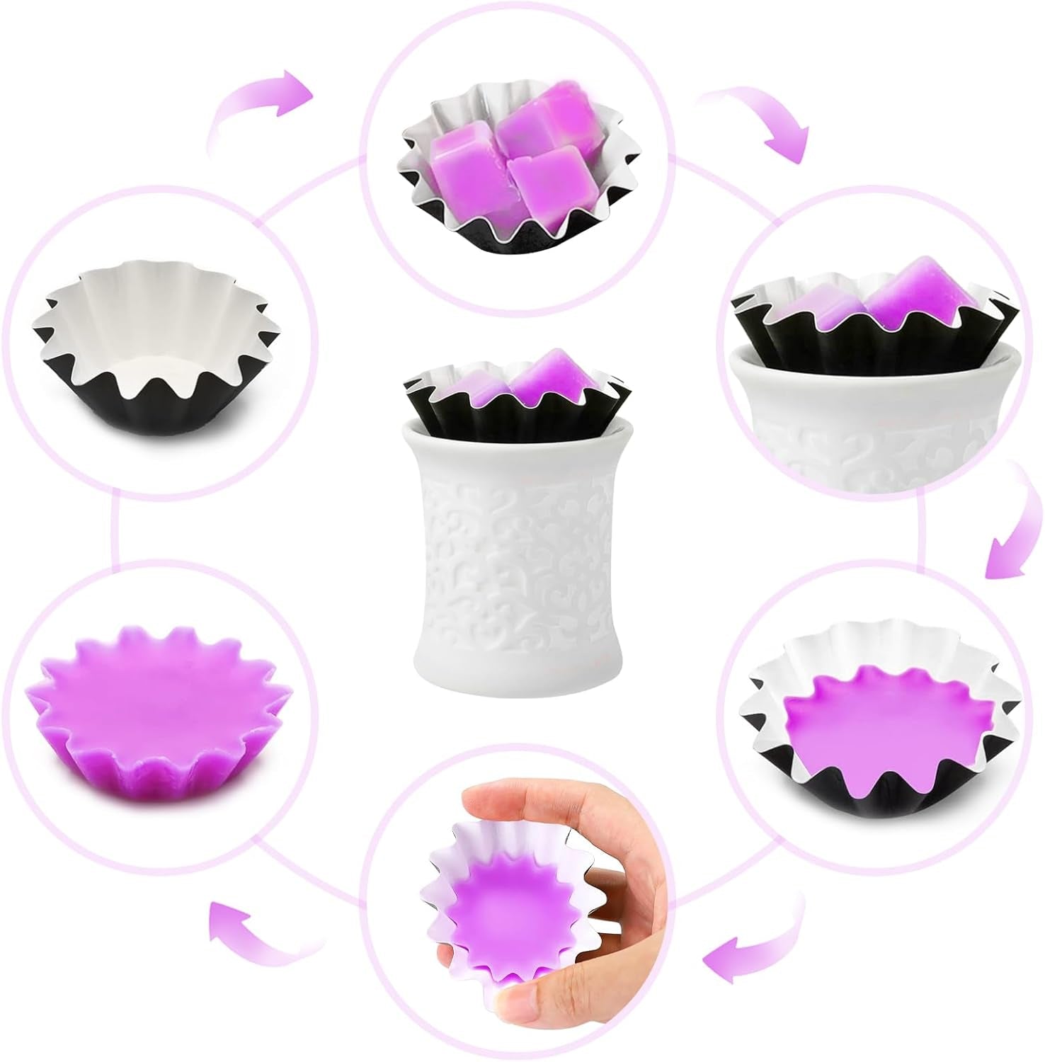 50Pcs Black Wax Melt Liners - Reusable, Leakproof, Easy Clean for Wax Burner, Wax Melters, Candle Warmers and Electric Wax Warmers