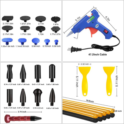 Car Dent Puller Repair Kit - Paintless Dent Repair Tools with Golden Lifter - Universal Auto Body Dent Repair Tool, Slide Hammer and Glue Gun for Large & Small Ding Hail Dent Remover