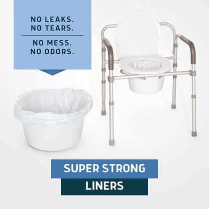 Commode Liners - Value Pack 50 Count Universal Fit - Medical Grade Bedside Commode Liners Disposable for Adult Commode Chair, Portable Toilet Bags or Camping Toilet Bags
