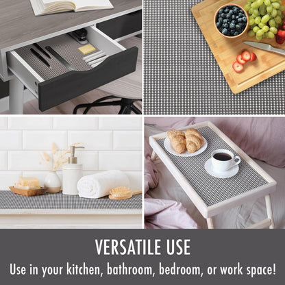 Brand Beaded Grip Durable Non-Adhesive Non-Slip Shelf and Drawer Liner, 12" X 20', Cool Gray