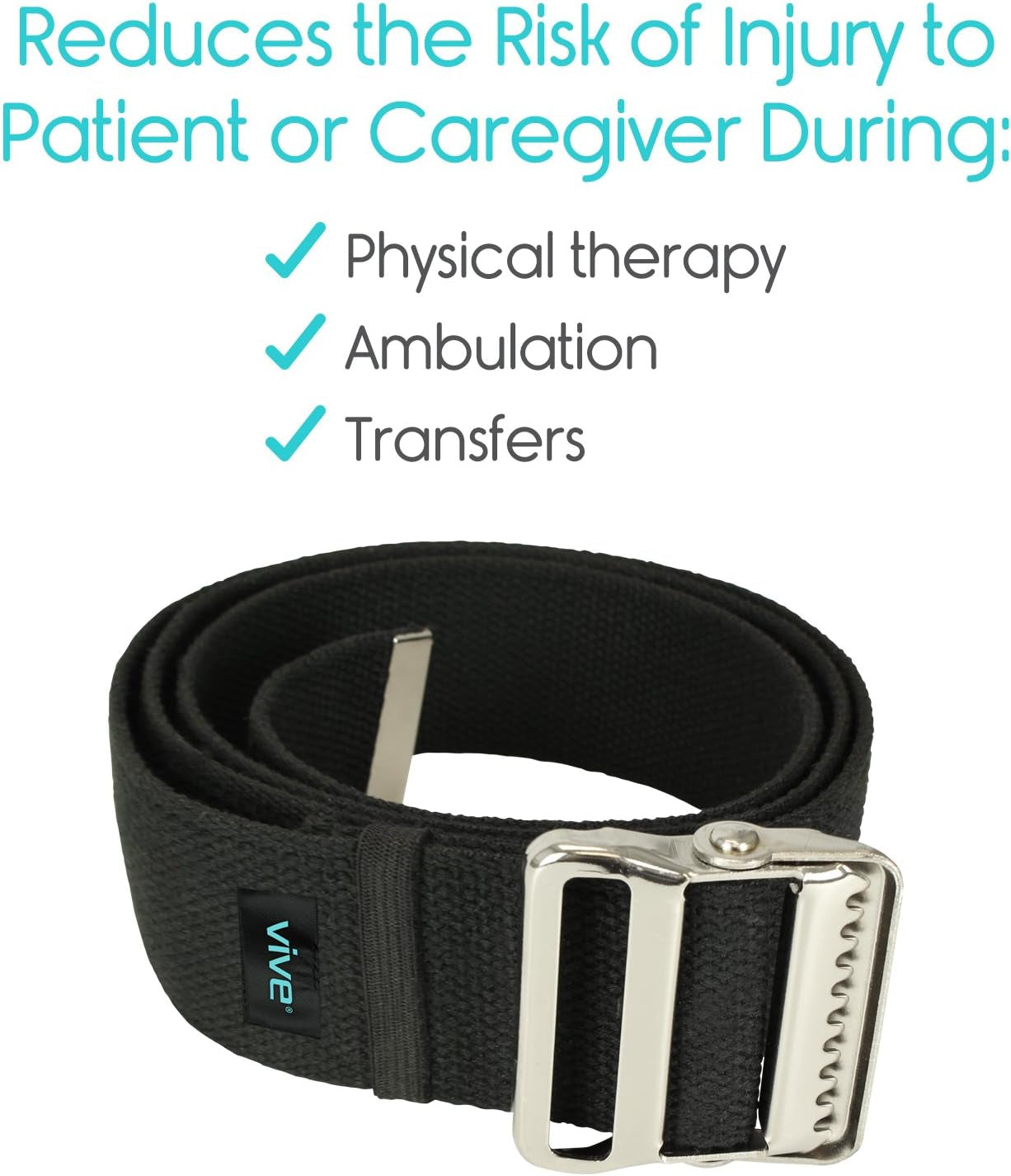 Gait Belt (60 Inch) - Transfer Assist Device for Caregiver, Nurse, Therapist, Seniors, Elderly, Bariatric, Occupational and Physical Therapy - Medical Nursing Safety - Walking & Standing Aid