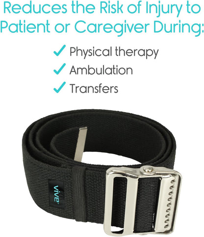 Gait Belt (60 Inch) - Transfer Assist Device for Caregiver, Nurse, Therapist, Seniors, Elderly, Bariatric, Occupational and Physical Therapy - Medical Nursing Safety - Walking & Standing Aid
