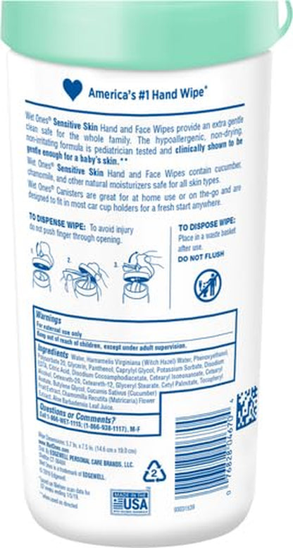 Hand and Face Wipes, Sensitive Skin Wipes | Unscented Wipes, Hand and Face Wipes Sensitive Skin,  Sensitive Skin Wipes, 40 Ct. Canister