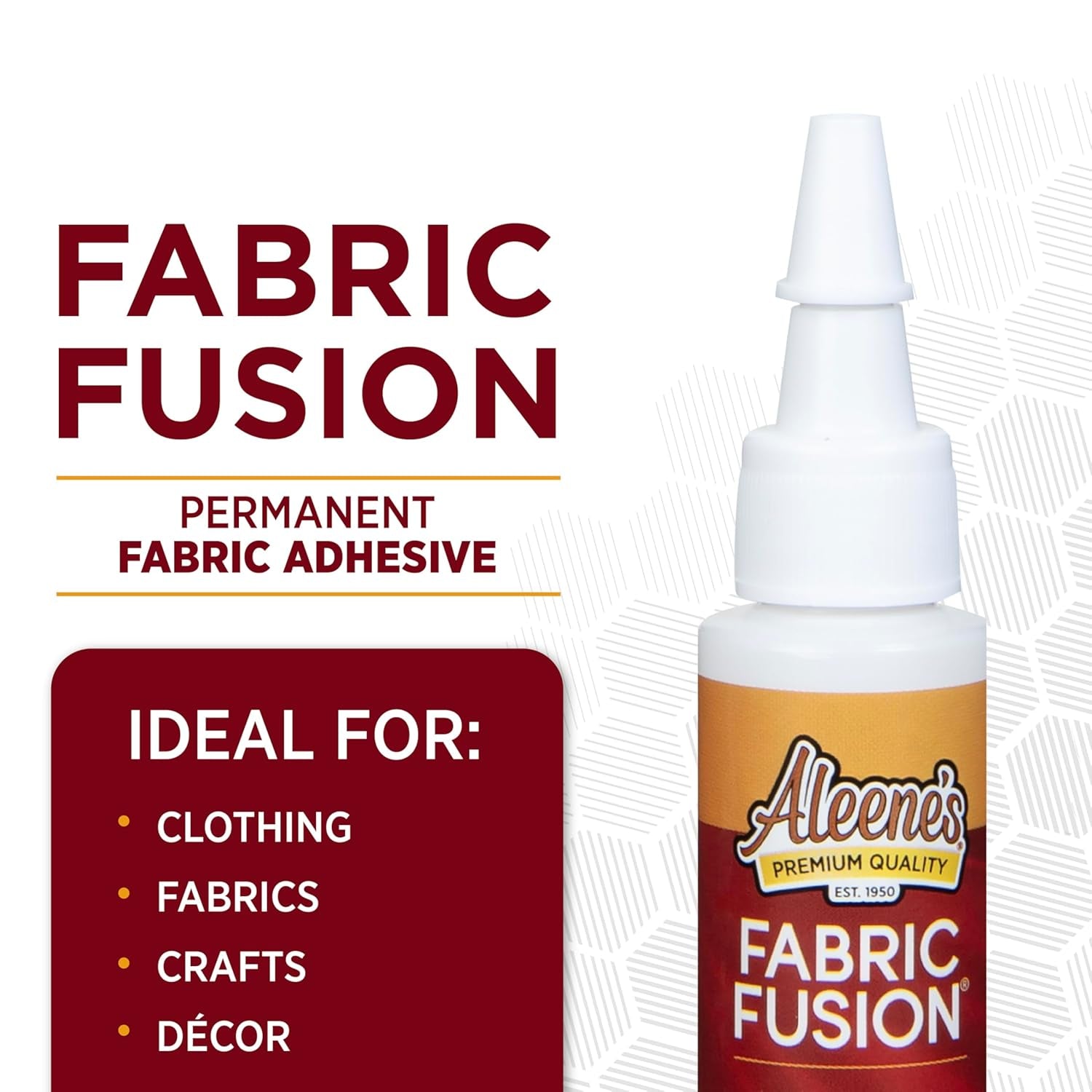 Fabric Fusion Glue .66 Oz 3-Pack, Permanent and Washable Adhesive, Dries Flexible, Strong Bond on Fabrics, Clothing, Denim, Polyester, Cotton, Flannel Materials