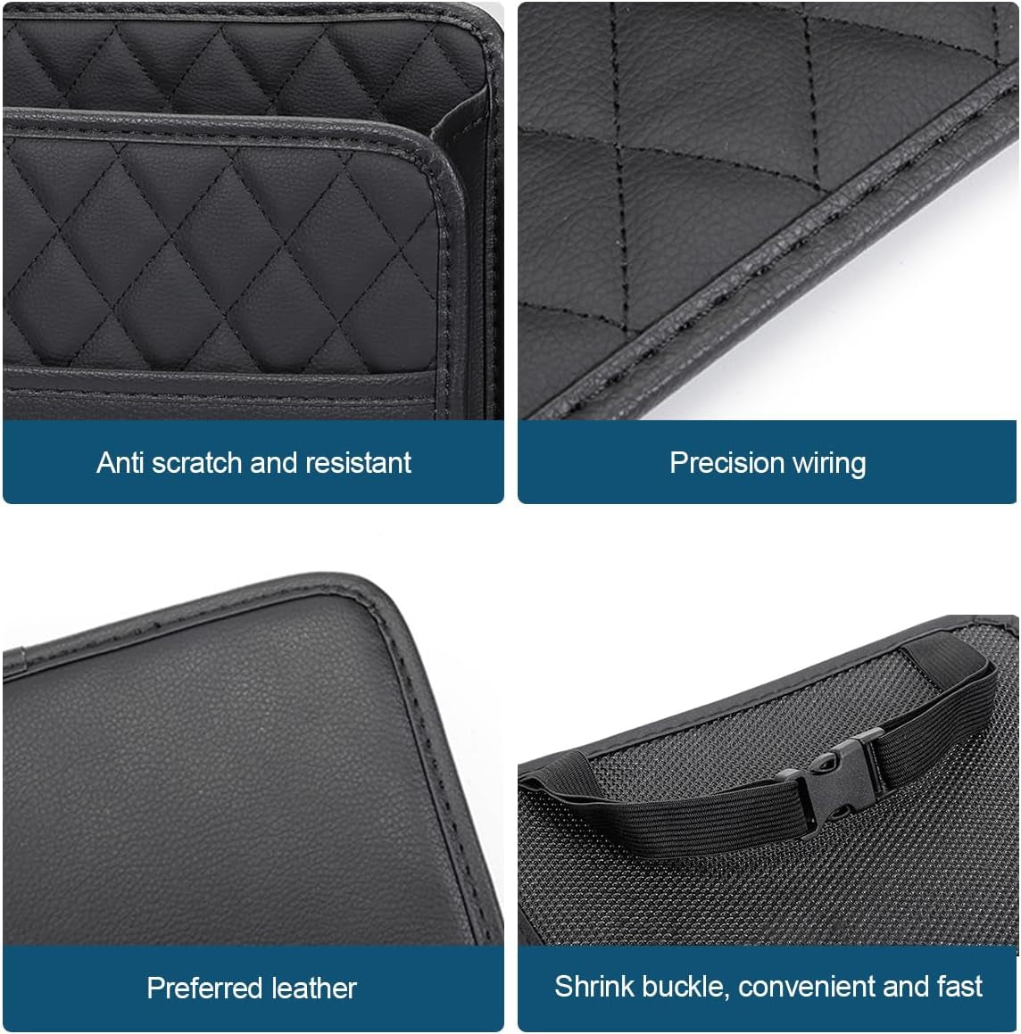 Car Seat Back Organizer, PU Leather Vehicle Backseat Hanging Storage Pocket, Multipurpose Auto Travel Essentials Accessories for Kids & Adults, Universal for Most Cars (Black)