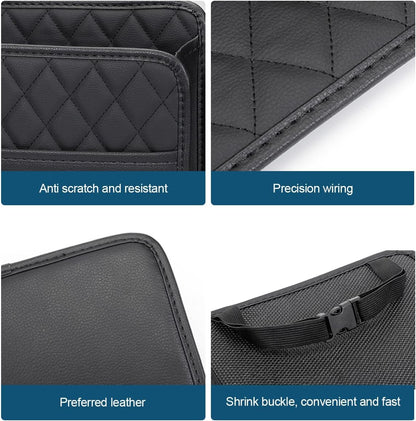 Car Seat Back Organizer, PU Leather Vehicle Backseat Hanging Storage Pocket, Multipurpose Auto Travel Essentials Accessories for Kids & Adults, Universal for Most Cars (Black)