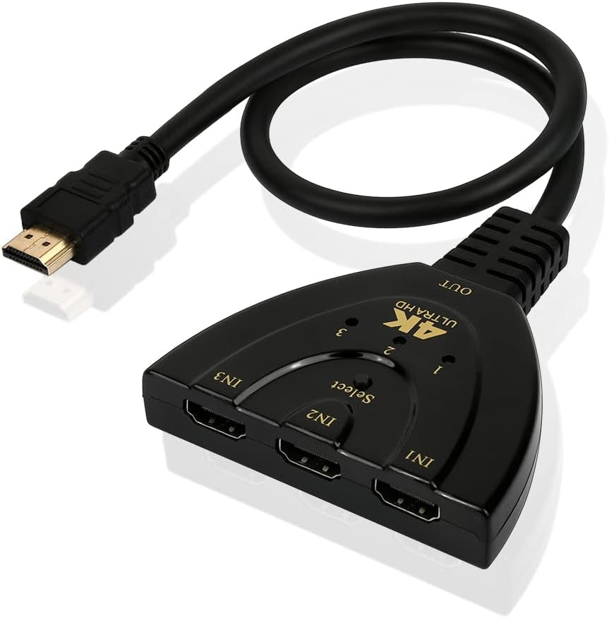 DS Distinctive Style HDMI Switch 3 in 1 Out HDMI Adapter for TV Supports Full HD 4K 1080P 3D