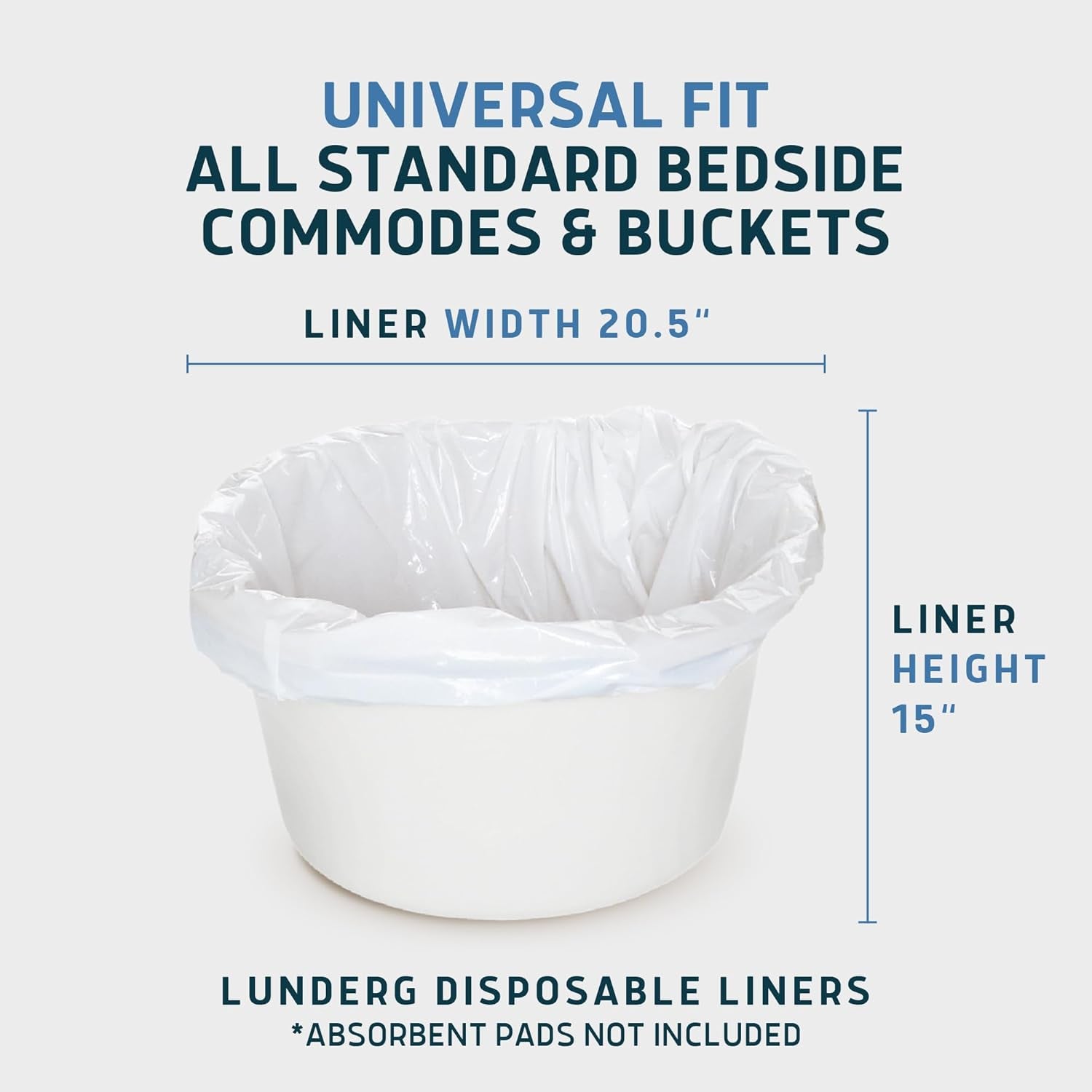 Commode Liners - Value Pack 50 Count Universal Fit - Medical Grade Bedside Commode Liners Disposable for Adult Commode Chair, Portable Toilet Bags or Camping Toilet Bags