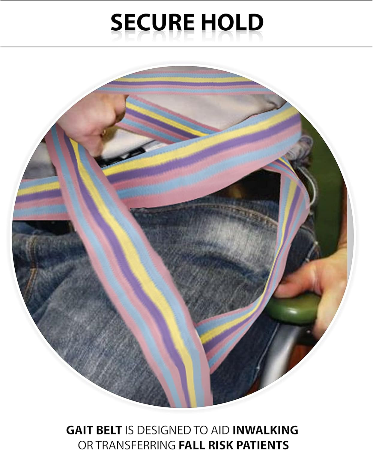 Gait Belts for Seniors, Belt to Lift Elderly Standing Assist Aid Quick Release Buckle for Caregivers, Nurses, Home Health Aides, Physical Therapists - 60" Pastel