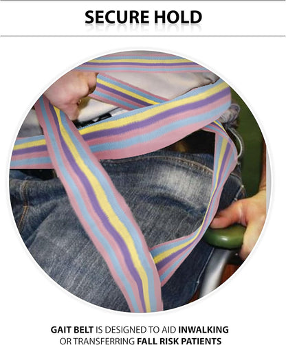 Gait Belts for Seniors, Belt to Lift Elderly Standing Assist Aid Quick Release Buckle for Caregivers, Nurses, Home Health Aides, Physical Therapists - 60" Pastel