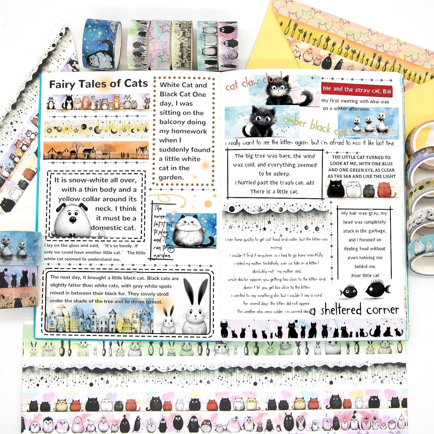 Cute Washi Tape Set - 24 Rolls Kawaii Animals Decorative Washi Tape for Scrapbooking Supplies, Bullet Journal Supplies, Junk Journal, Kids Art Craft Tape
