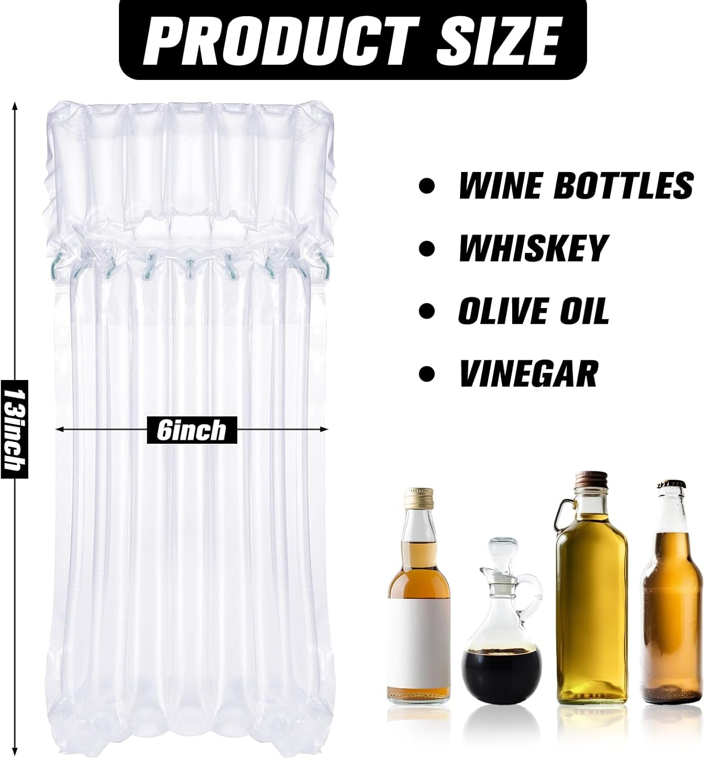 150 Pcs Wine Bottle Protector Bags for Travel Inflatable Air Column Wine Shipping Sleeves Cushion with Reusable Pump Bag for Travel, Safety Shipping