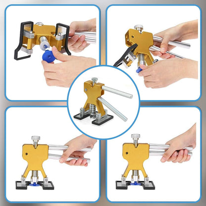 100 PCS Car Dent Puller Kit Professional,Dent Puller with Bridge Puller,Golden Lifter,2-In-1 T-Shaped Hammer Puller,Glue Gun,For Repairing Minor and Deep Dents in Auto.