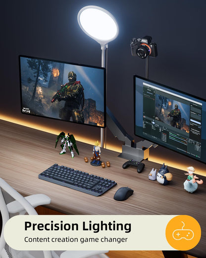 10.5" Ring Light with Stand and Phone Holder - 72" Tripod for Iphone with Light, Professional Led Ringlight for Video Recording/Make Up/Streaming, Full Screen Light Ring for Youtube, Tiktok (White)