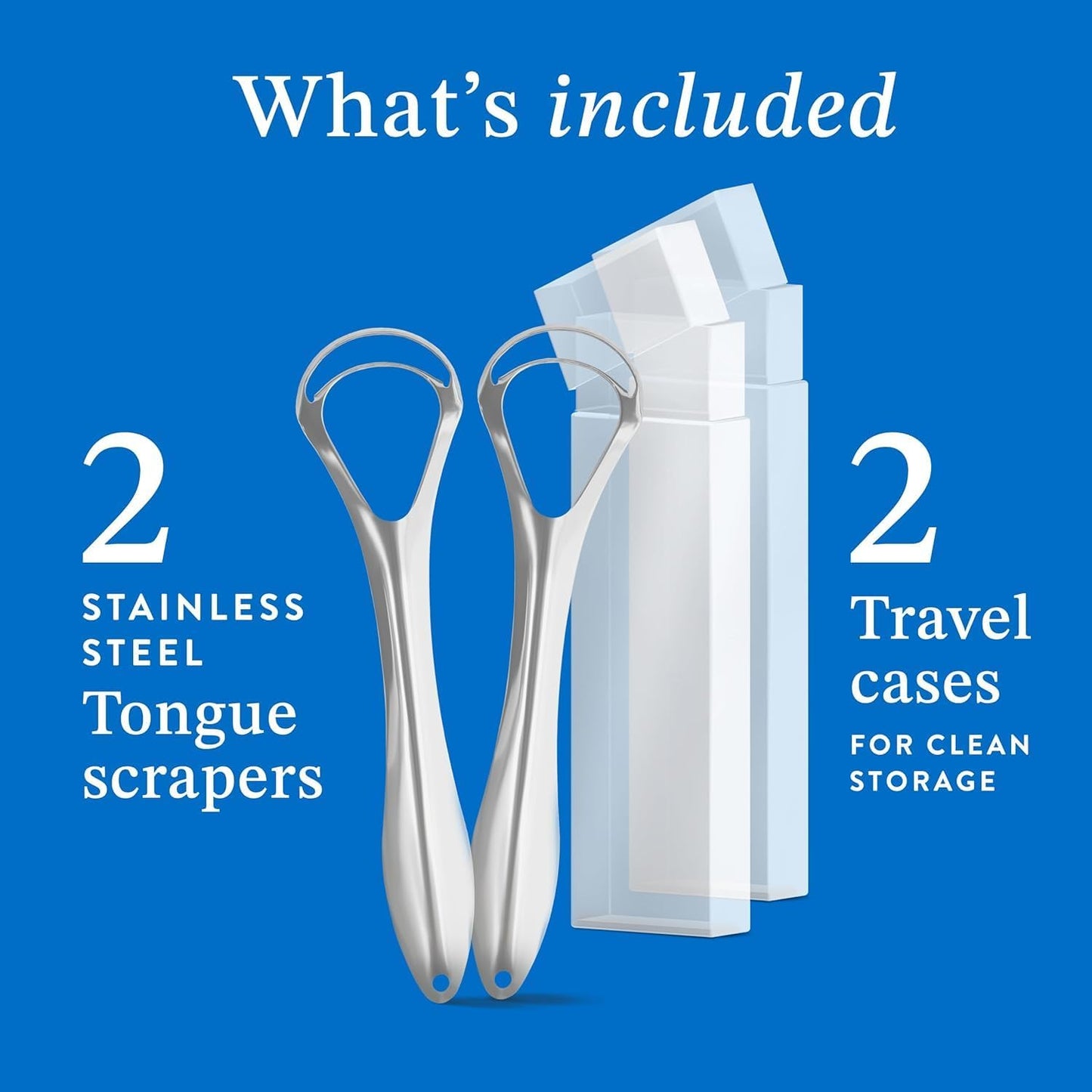 Tongue Scraper for Adults (2 Pack), Reduce Bad Breath, Metal Tongue Scraper, Tongue Cleaner, Tongue Scraper, Stainless Steel Tongue Scraper, Tongue Cleaner for Adults, Tongue Scrubber