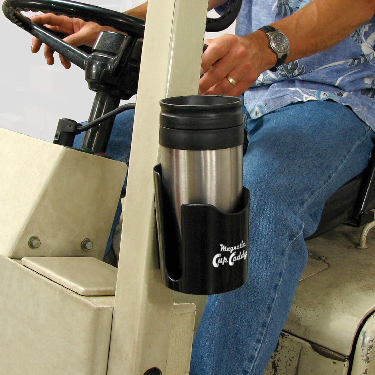 Magnetic Cup Holder - Caddy for Bottles, Glasses, and Cans - Fits on Fridge, Lawnmower, Forklift, Cart, or Ladder - Heavy-Duty Magnet
