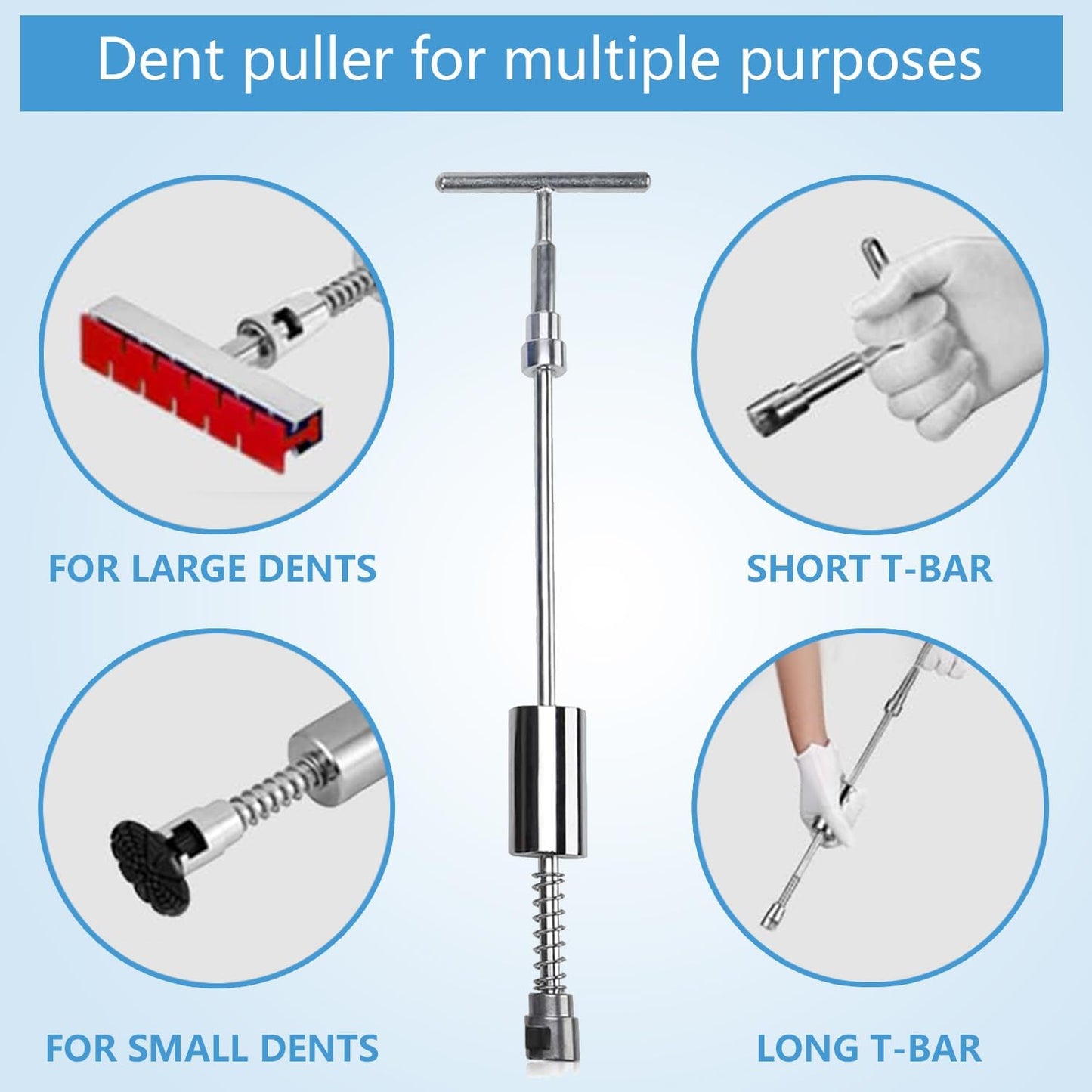 100 PCS Car Dent Puller Kit Professional,Dent Puller with Bridge Puller,Golden Lifter,2-In-1 T-Shaped Hammer Puller,Glue Gun,For Repairing Minor and Deep Dents in Auto.
