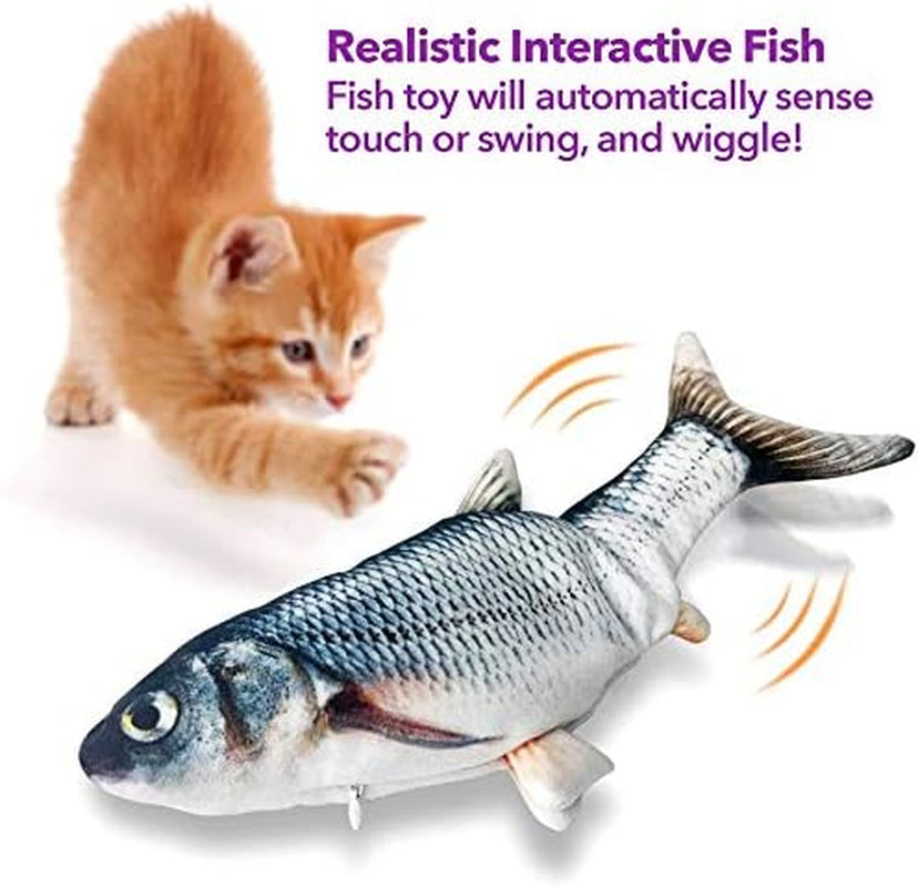 Moving Cat Kicker Fish Toy, Realistic Flopping, Wiggle Fish Catnip Toys, Motion Kitten Toy, Plush Interactive Cat Toys, Fun Toy for Cat Exercise (Unique, Carp)