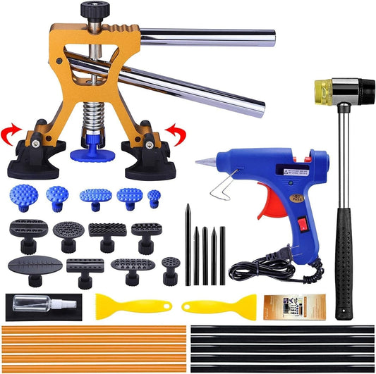 Auto Body Dent Repair Kit, Car Dent Puller with Golden Dent Puller for Car Body Hail Dent Removal Dent Remover Automobile Body Repair