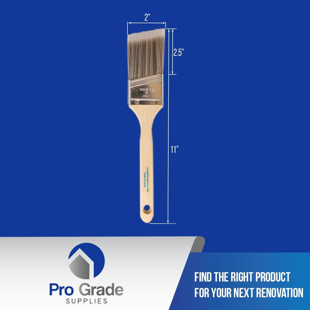 Paint Brush Set - 3-Pack - 2" Angle Brushes for All Latex and Oil Paints & Stains - Home Improvement - Interior & Exterior Use