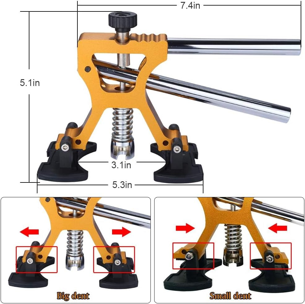 Auto Body Dent Repair Kit, Car Dent Puller with Golden Dent Puller for Car Body Hail Dent Removal Dent Remover Automobile Body Repair