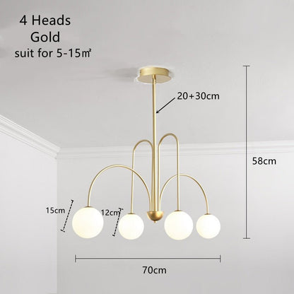 6 Heads Magic Beans Glass Ball Chandelier - Querencian