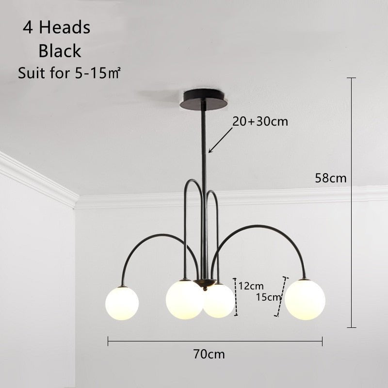 6 Heads Magic Beans Glass Ball Chandelier - Querencian