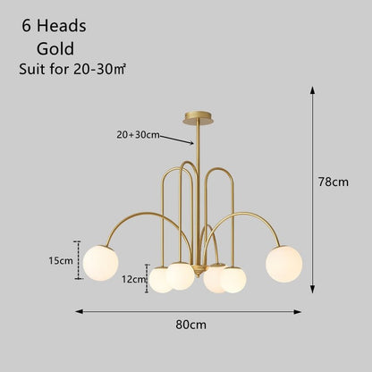 6 Heads Magic Beans Glass Ball Chandelier - Querencian